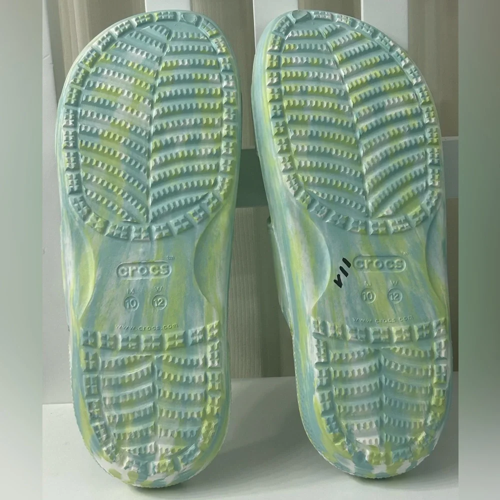 Crocs Classic Unisex Pure Water Marbled Slide Sandals Men’s 10 Women’s 12 - Picture 8 of 9